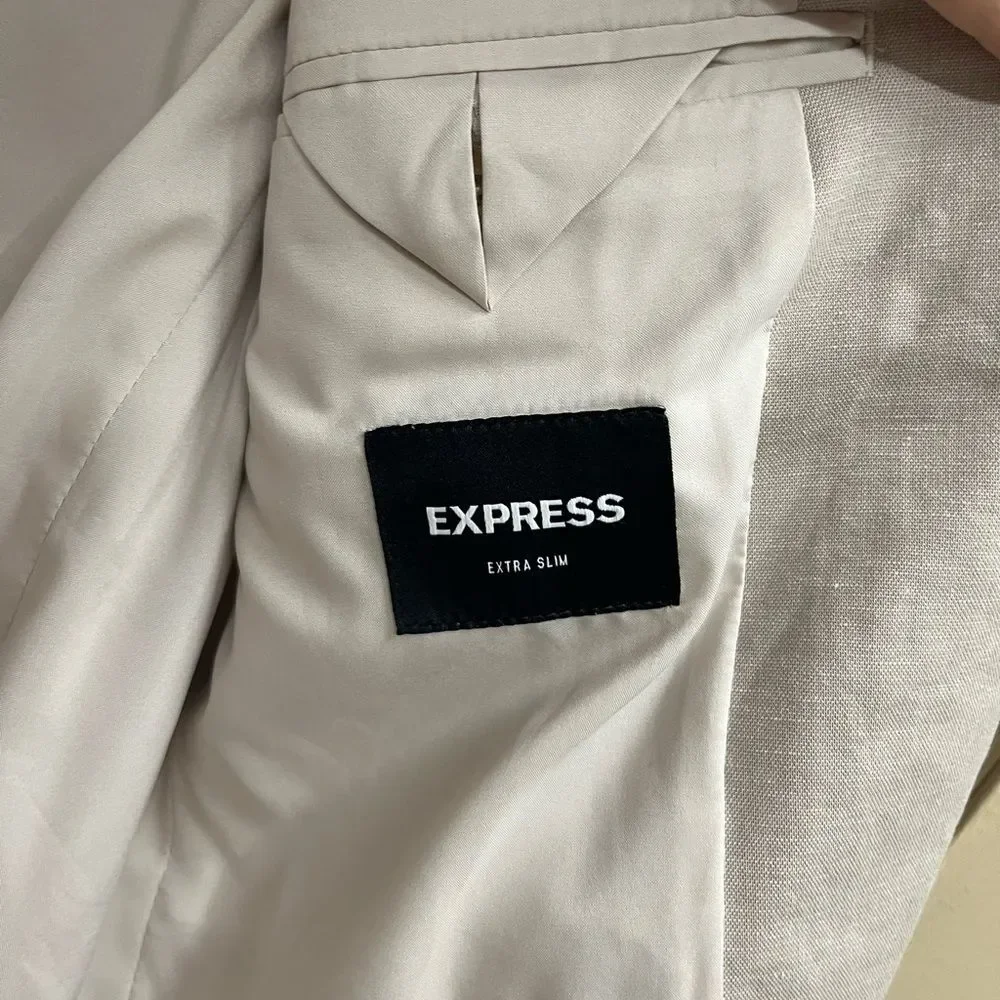 Express Light Tan extra slim cotton linen blend Blazer